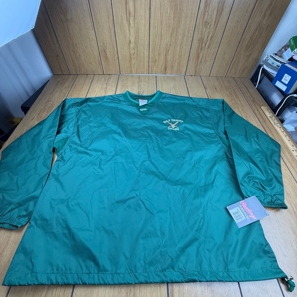 Rawlings Men XL Green Holy Trinity Titans Baseball Windshirt Pullover PROBCJ-DG